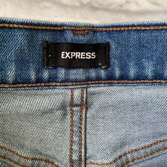 Express women 2 cotton blend super high rise mom jeans blue - Picture 5 of 11